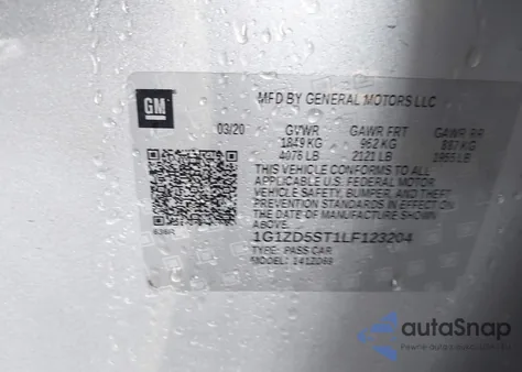 2020 Chevrolet Malibu Lt z USA, uszkodzony, nr VIN 1G1ZD5ST1LF123204